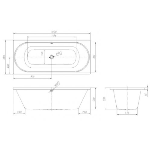 Ванна Volle Oliva 180x80 TS-1880500