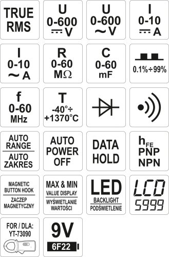 Мультиметр цифровой YATO YT-73085