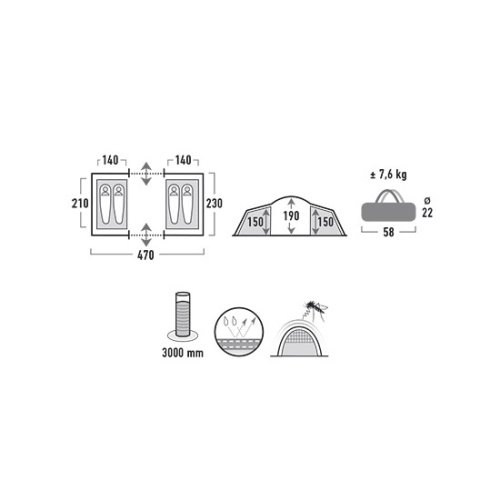 Намет High Peak Como 4 (Dark Grey / Red)