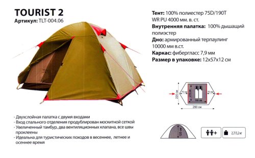 Палатка Tramp Tourist (TLT-004.06)