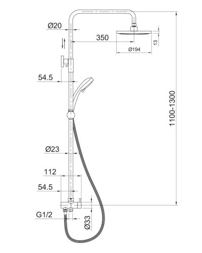 Душова система Imprese T-15084 зі змішувачем Kucera 15105