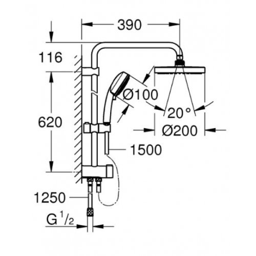 Душова система Grohe New Tempesta Cosmopolitan 27394002 з термостатом Grohe Grohtherm 800