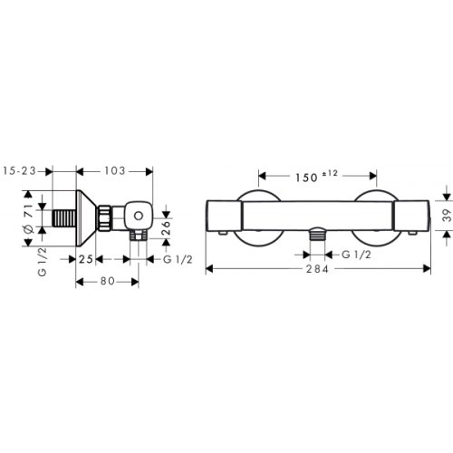 Душевая система HANSGROHE Crometta E 240 1jet Showerpipe Reno + термостат HANSGROHE Ecostat Universal