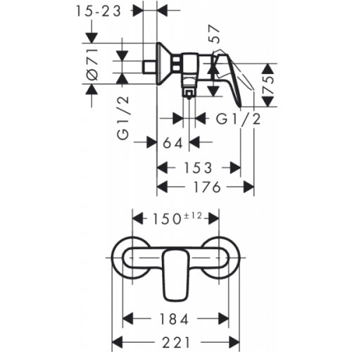 Душевая система Hansgrohe Crometta E 240 1jet Showerpipe Reno + Смеситель HANSGROHE Logis