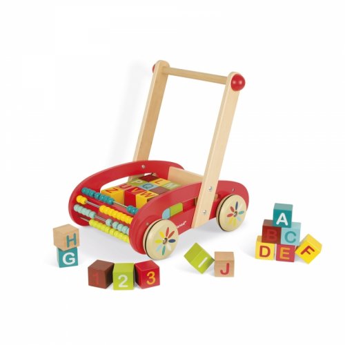 Іграшка-штовхач Janod Візок з кубиками 30 елементів J05379