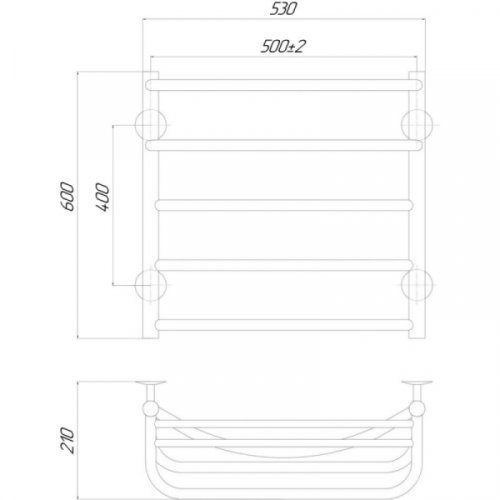 Полотенцесушитель Q-tap Hotel (CRM) P5 500x600 LE (QTHOTP5500600LE)
