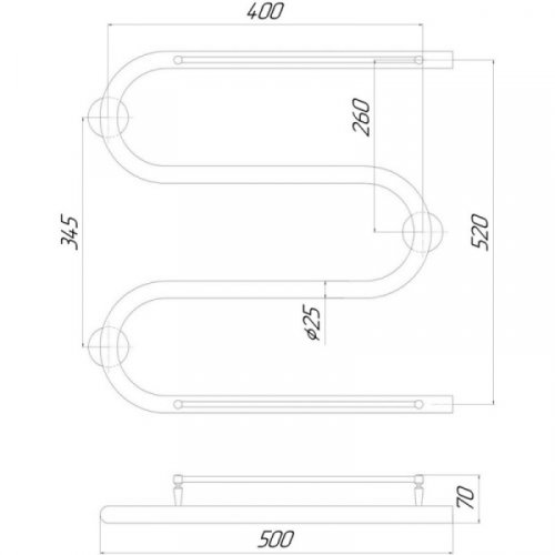 Полотенцесушитель Q-tap Snake shelf (CRM) 500x500 RE (QTSNAKE500500SHRE)