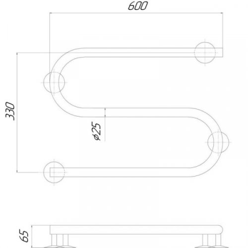 Рушникосушарка Q-tap Snake (CRM) 600x330 LE (QTSNAKE600330LE)