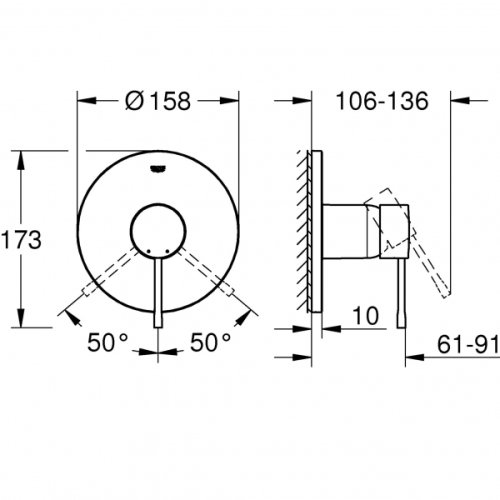 Змішувач прихованого монтажу Grohe Essence 24057001