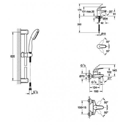 Набор смесителей Grohe Euroeco 124428
