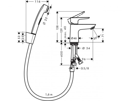 Смеситель + гигиенический душ Hansgrohe Talis E 71729000