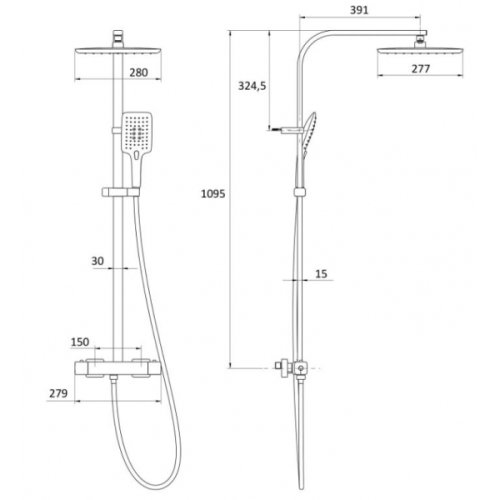 Душевая система Imprese Centrum SQ T-15430