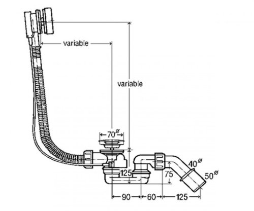 Ванна KOLO Mirra 170x110 L XWA3371000 + сифон Viega Simplex 285357