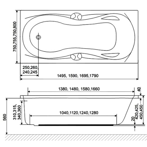 Ванна Excellent Canyon II 150x75 WAEX.CNN15WH+RCR
