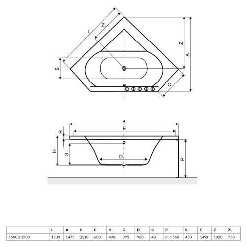 Ванна Excellent Supreme 150x150 WAEX.SUP15WH