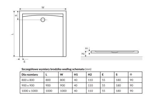 Поддон Excellent Forma 90 BREX.FOR09WHN
