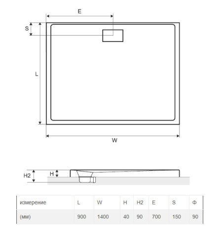 Поддон Excellent Zero 140x90 BREX.1203.140.090.WHN