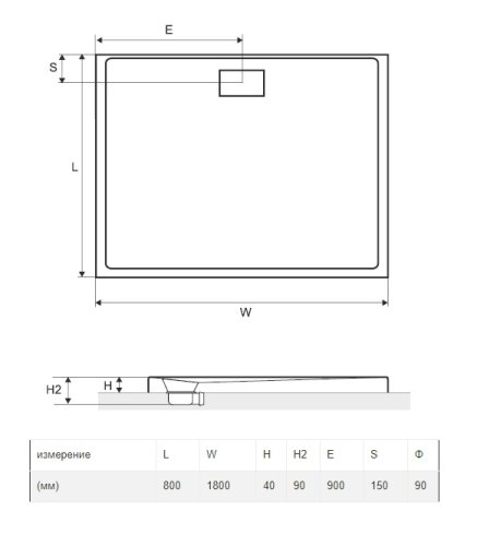 Піддон Excellent Zero 180x80 BREX.1203.180.080.WHN