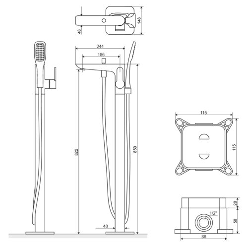 Смеситель для ванной Excellent Oxalia AREX.9055CR NEW