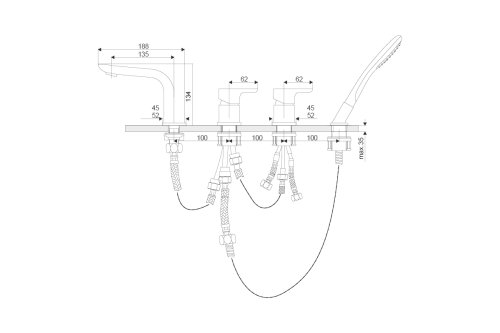 Смеситель для ванной Excellent Oxalia AREX.9033CR