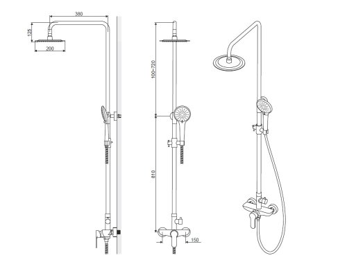 Душевая система Excellent Oxalia Rain AREX.9081CR