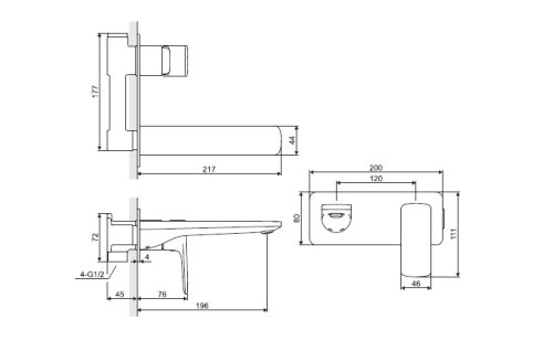 Смеситель скрытого монтажа Excellent Keria AREX.2016CR