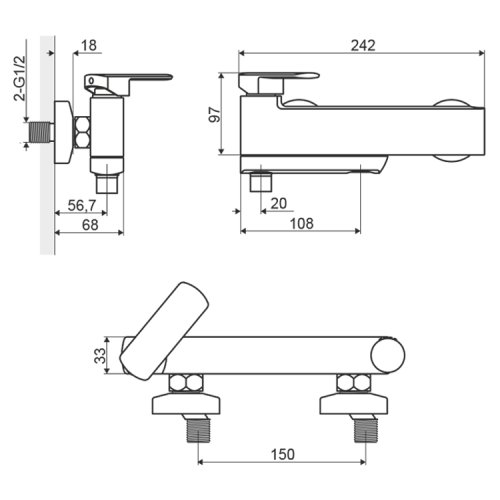 Смеситель для ванной Excellent Pride AREX.4005CR
