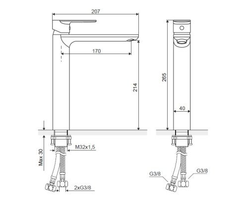 Змішувач для умивальника Excellent Glad ARAC.1102CR