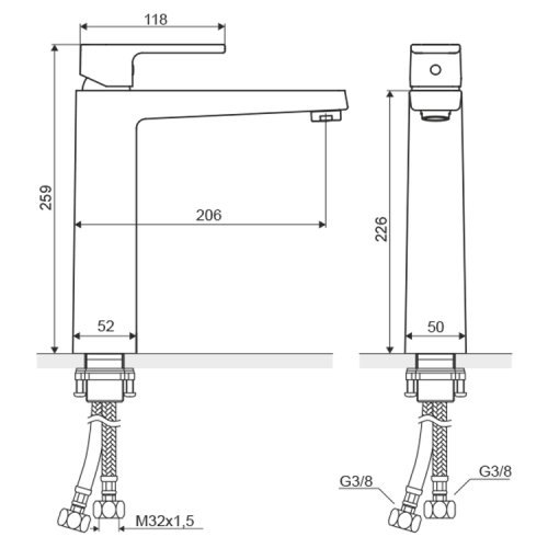 Смеситель для умывальника Excellent Square ARAC.1502CR