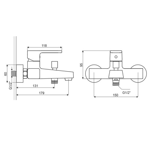 Смеситель для ванной Excellent Square ARAC.1505CR