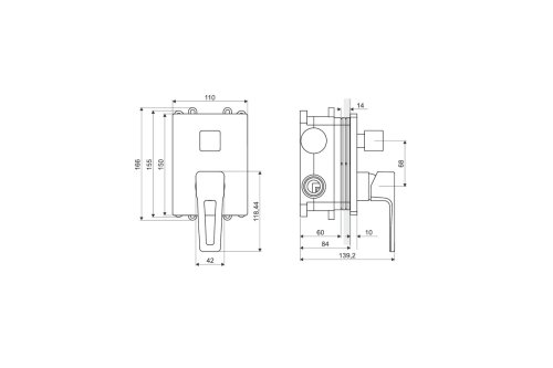 Смеситель скрытого монтажа Excellent Square ARAC.1545CR
