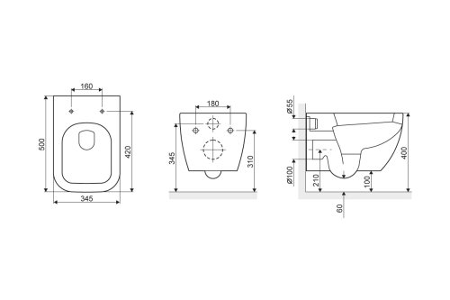 Підвісний унітаз Excellent Ness CENL.3504.500.WH