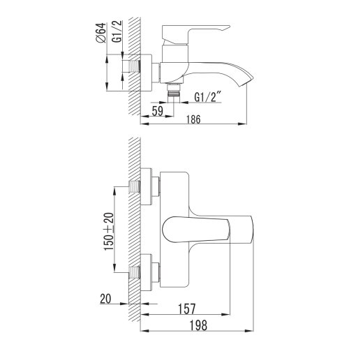 Набір змішувачів для ванни Imprese Vyskov 05340-H + 10340 + S1011001