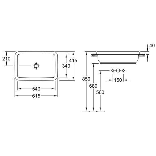 Умывальник Villeroy & Boch ARCHITECTURA со смесителем Hansgrohe Talis 100