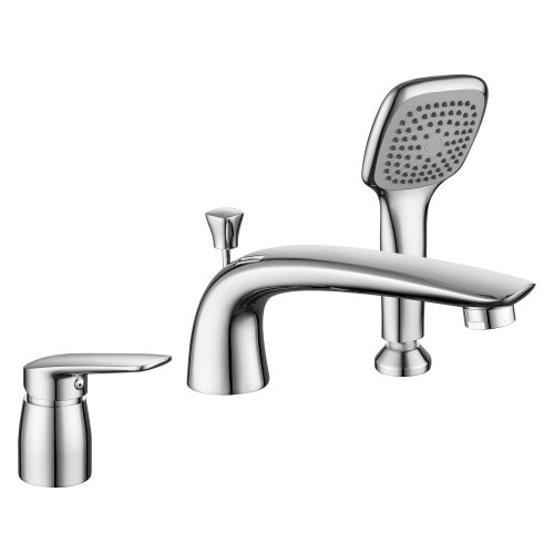 Ванна Volle акриловая асимметричная 1700*1200*630мм, левая с врезным смесителем Impresse Praha new