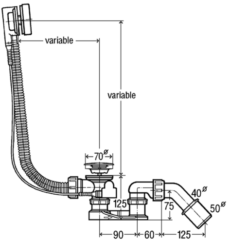 Ванна акриловая Volle ALTEA 1700*700*448мм с ножками и сифоном автомат