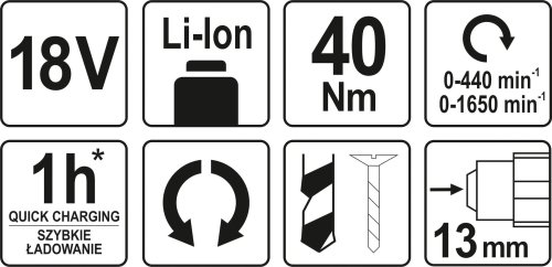 Дрель-шуруповерт аккумуляторная YATO YT-82783