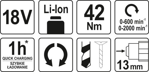 Дриль-шурупокрут акумуляторний YATO YT-82795