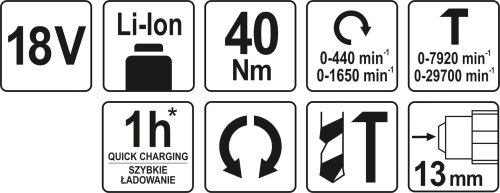 Дриль-шурупокрут акумуляторний YATO YT-82789