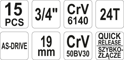 Набор инструментов YATO YT-1334 (15 предметов)