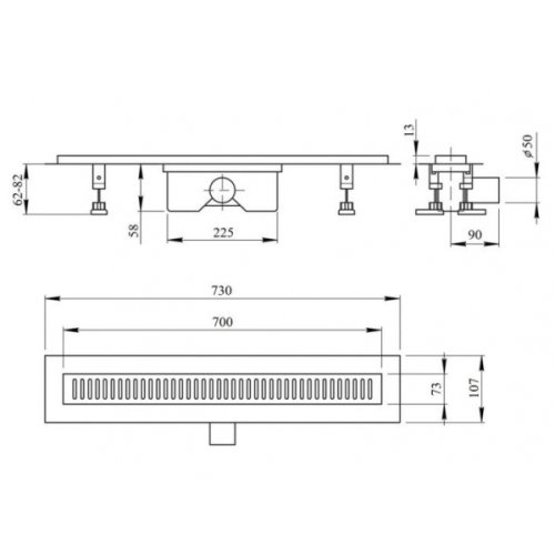Линейный трап с сухим затвором Q-tap Dry FB304-700 (QTFB304-700)