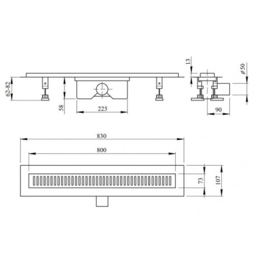 Линейный трап с сухим затвором Q-tap Dry FB304-800 (QTFB304-800)