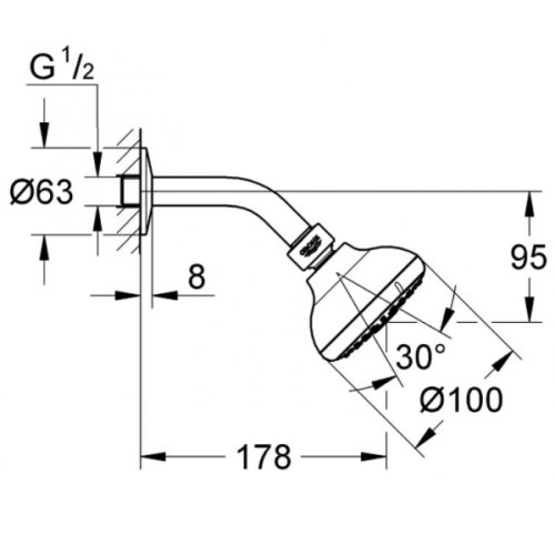 Верхний душ Grohe New Tempesta 100 26088001