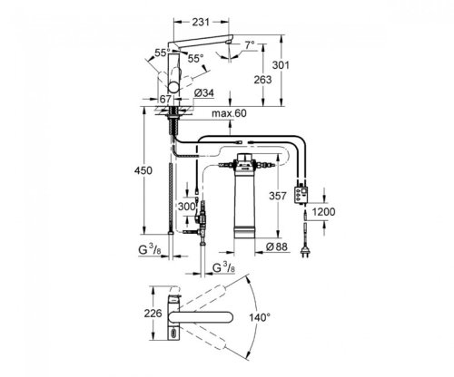 Смеситель для кухни Grohe Blue K7 Pure 31344DC1