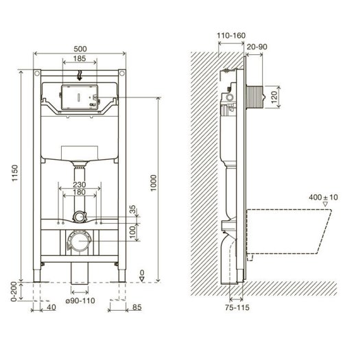 Набор инсталляция Imprese i8120 с унитазом Laufen PRO Rimless H820966+H8969513B