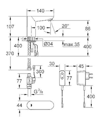 Змішувач для умивальника Grohe Euroeco Cosmopolitan E 36269000