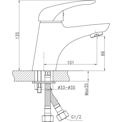 Смеситель для умывальника Q-tap Eventi CRM 001 (QTEVECRM001)