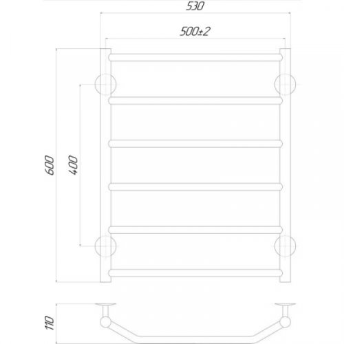 Рушникосушарка Q-tap Trapezium (CRM) P6 500х600 LE (QTTRPZP6500600LE)