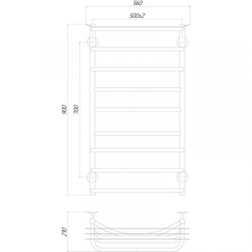 Полотенцесушитель Q-tap Yunost (CRM) P9 500х900 LE (QTYUNP9500900LE)
