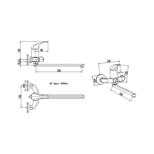 Смеситель для ванной Q-tap Smart CRM 005 NEW (QTSMACRM005NEW)